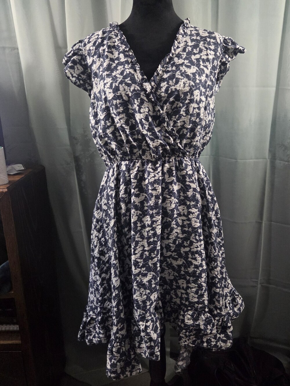 Maurices Navy and White Floral Midi Dress